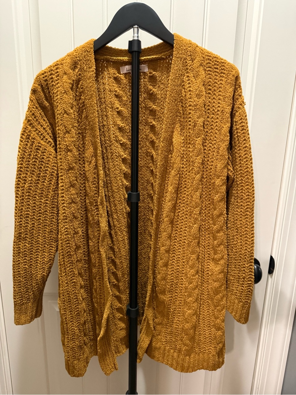 Love Tree Men's Mustard Cable Knit Open-Front Cardigan